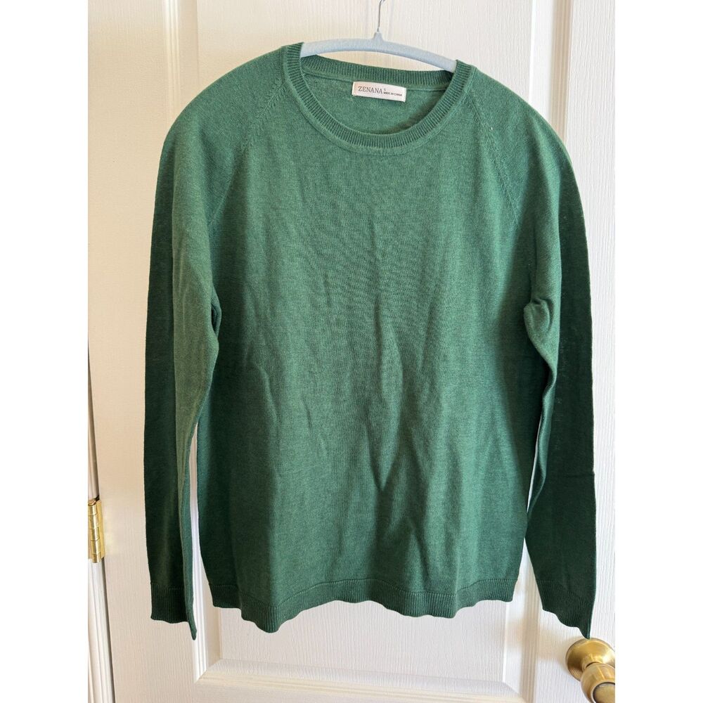 NWOT Zenana Green Crewneck Long Sleeve Raglan Knit Sweater - Size Small
